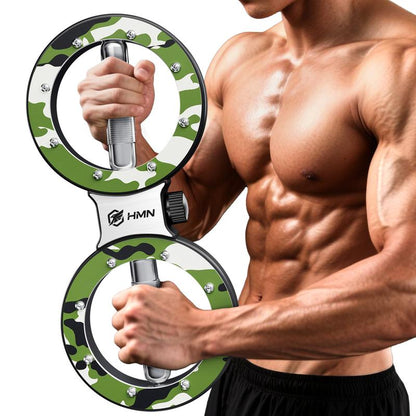 HMN Premium Stainless Steel Hand Strength Training Device with 360-Degree Rotatable Forearm Exerciser Adjustable Resistance Multi-Functional Burn Machine for Home Gym Workouts