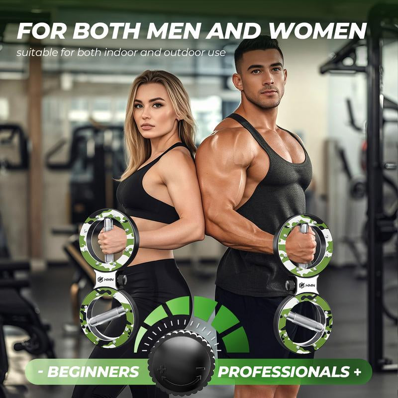 HMN Premium Stainless Steel Hand Strength Training Device with 360-Degree Rotatable Forearm Exerciser Adjustable Resistance Multi-Functional Burn Machine for Home Gym Workouts