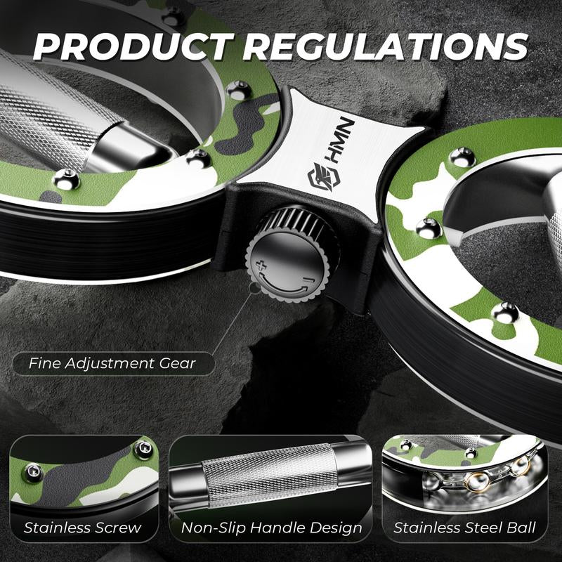 HMN Premium Stainless Steel Hand Strength Training Device with 360-Degree Rotatable Forearm Exerciser Adjustable Resistance Multi-Functional Burn Machine for Home Gym Workouts