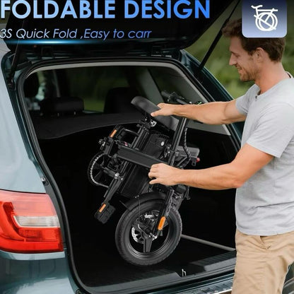 Electric Bike 750Watt Motor, 22MPH 30+ Miles PAS Range Bikes, Folding Ebike 14" Adults Electric Bicycles, 48V12 Removable Battery, Men'S and Women'S Adult E-Bike,Ul 2849 Certified