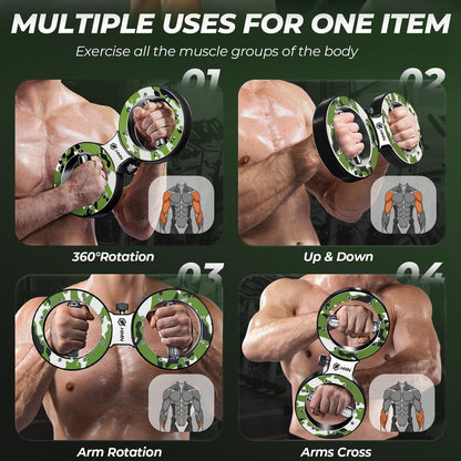 HMN Premium Stainless Steel Hand Strength Training Device with 360-Degree Rotatable Forearm Exerciser Adjustable Resistance Multi-Functional Burn Machine for Home Gym Workouts