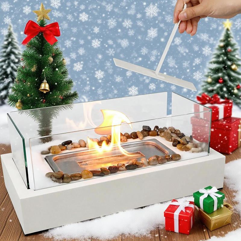 Tabletop Alcohol Heater Lamp, Outdoor Real Flame Atmosphere Light, Stainless Steel Cylinder Design, Perfect Small Fireplace for BBQ & Parties