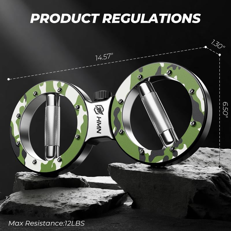 HMN Premium Stainless Steel Hand Strength Training Device with 360-Degree Rotatable Forearm Exerciser Adjustable Resistance Multi-Functional Burn Machine for Home Gym Workouts