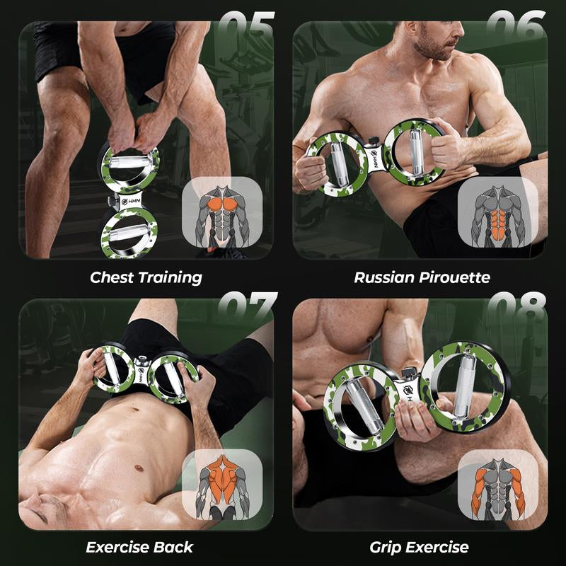 HMN Premium Stainless Steel Hand Strength Training Device with 360-Degree Rotatable Forearm Exerciser Adjustable Resistance Multi-Functional Burn Machine for Home Gym Workouts